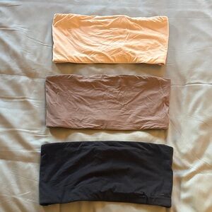 3-Pack SKIMS Seamless Bandeau Top - Black/Beige/Taupe